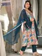 Awesome Multi-Color Floral Printed Silk Pant Suit With Dupatta