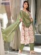Amazing Cream Floral Printed Silk Festival Wear Pant Suit With Dupatta