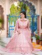 Amazing Light Pink Digital Printed Silk Festival Wear Gown With Dupatta