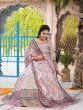 Marvelous Off-White Digital Printed Dola Silk Traditional Gown

