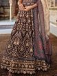 Stunning Brown Printed Dola Silk Festival Wear Gown With Dupatta
