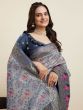 Enchanting Grey Zari Weaving Banarasi Silk Function Wear Saree