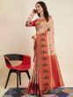 Magnetic Peach Zari Weaving Banarasi Silk Festival Wear Saree