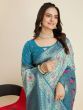 Charming Sky-Blue Zari Weaving Banarasi Silk Saree With Blouse