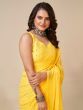 Charming Yellow Sequins Georgette Haldi Wear Saree With Blouse