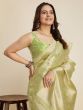 Wonderful Pista Green Zari Weaving Banarasi Silk Saree With Blouse