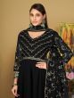 Enchanting Black Embroidered Georgette Reception Wear Anarkali Suit 