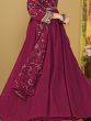 Glamorous Dark Pink Embroidered Georgette Traditional Anarkali Suit