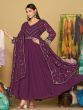 Beautiful Purple Embroidered Georgette Festival Wear Anarkali Suit