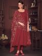 Attractive Maroon Embroidered Georgette Function Wear Anarkali Suit
