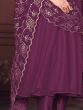 Alluring Purple Embroidered Georgette Reception Wear Anarkali Suit