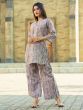 Charming Grey Floral Printed Cotton Top Palazzo Co-Ord Set