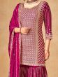 Charming Pink Sequins Chinon Wedding Wear Sharara Suit With Dupatta