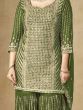 Mesmerizing Green Sequins Chinon Sharara Suit With Dupattta