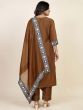 Magnetic Brown Digital Printed Chinon Pant Suit With Dupatta
