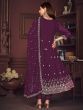 Enchanting Purple Embroidered Georgette Reception Wear Anarkali Suit