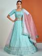 Glamorous Sky-Blue Georgette Sequined Bridesmaid Wear Lehenga Choli