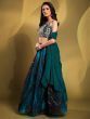 Elegance Teal-Colour Sequins Work Organza Reception Wear Lehenga Choli