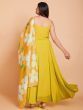 Stunning Yellow Digital Printed Georgette Haldi Gown with Dupatta