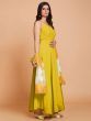 Stunning Yellow Digital Printed Georgette Haldi Gown with Dupatta