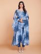 Stunning Blue Digital Print Georgette Occasion Wear Salwar Kameez