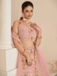 Captivating Baby Pink Thread Work Net Designer Lehenga Choli