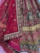 Lovable Maroon Thread Work Velvet Bridal Lehenga Choli With Dupatta