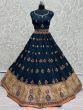 Incredible Navy Blue Sequins Silk Sangeet Wear Lehenga Choli 