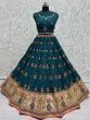 Alluring Teal Blue Sequins Silk Sangeet Wear Lehenga Choli With Dupatta