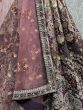 Gorgeous Purple Thread Work Velvet Bridal Lehenga Choli With Dupatta
