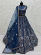 Fascinating Blue Embroidered Net Engagement Wear Lehenga Choli