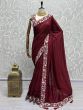 Gorgeous Maroon Sequins Silk Party Wear Saree With Blouse