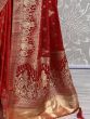 Fantastical Red Zari Weaving Silk Wedding Wear Saree With Blouse