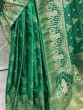 Amazing Green Zari Weaving Silk Traditional Saree With Blouse