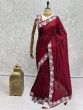 Captivating Red Sequins Silk Party Wear Saree With Blouse