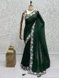 Fascinating Green Sequins Silk Cocktail Party Wear Saree With Blouse