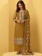 Yellow Georgette Thread Embroidered Festive Palazzo Suit