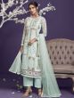 Lovely Light Green Floral Embroidery Party Wear Salwar Suit