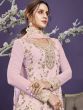 Amazing Pink Floral Embroidery Party Wear Salwar Suit