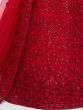 Desirable Red Thread Embroidery Net Monochrome Lehenga Choli