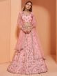 Pink Cording Work Net Wedding Wear Lehenga Choli