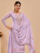 Gorgeous Lavender Floral Work Georgette Festive Wear Salwar Kameez