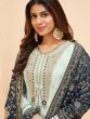 Fantastic Light Blue Sequins Thread Embroidery Party Wear Salwar Suit
