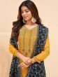 Rich Yellow Georgette Thread Embroidery Party Wear Salwar Suit