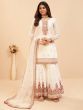 Adorable White Georgette Heavy Thread Party Wear Sharara Suit