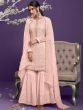 Desirable Dusty Rose Embroidered Khatli Work Georgette Sharara Suit