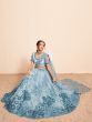 Stunning Sky-Blue Sequins Net Bridesmaid Lehenga Choli With Dupatta