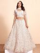 Beautiful Off-White Thread Work Net Wedding Lehenga Choli Wih Dupatta
