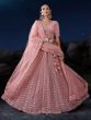 Alluring Pink Sequins Net Bridesmaid Lehenga Choli With Dupatta