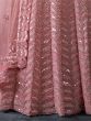 Alluring Pink Sequins Net Bridesmaid Lehenga Choli With Dupatta